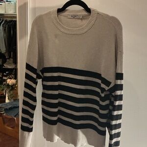 Elegant Black and Gray Striped Crewneck Sweater